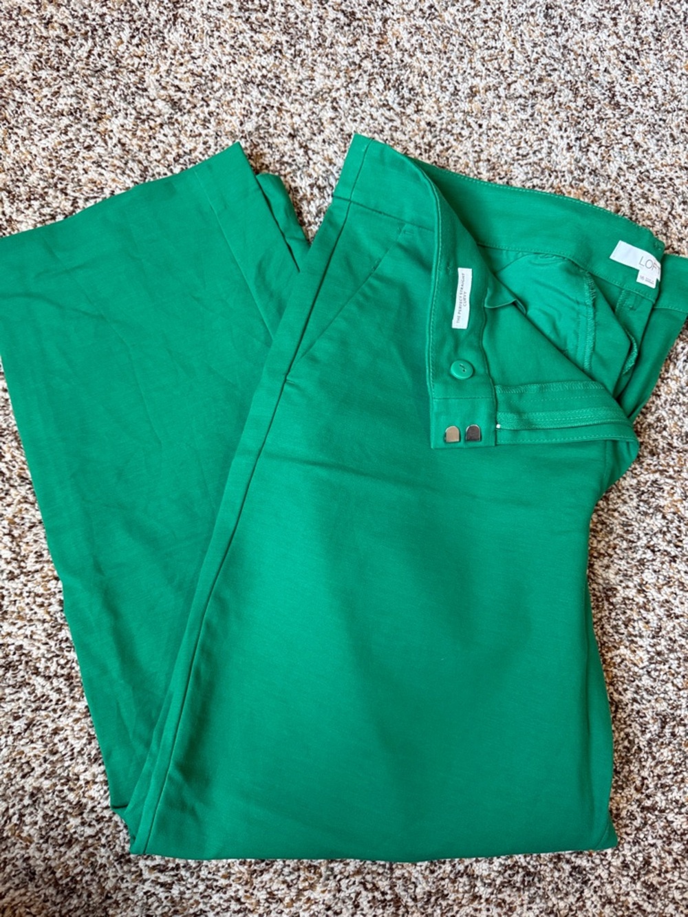 LOFT Curvy Emerald Green Cropped Ankle Pants